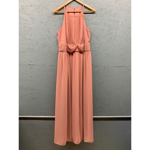 David’s Bridal Women’s 18 Long Chiffon High Neck Dress Formal Evening Gown NWT - Picture 1 of 11